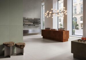 VitrA Tiles showroom interior with large-format tiles: Architects Meet The Code as VitrA Tiles Brings Material Intelligence to Cersaie 2026